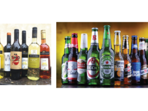 International beers & wines selection 12 bottles wine, 24 local beers